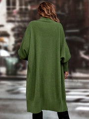  Solid Lantern Sleeve Knitted Duster Cardigan