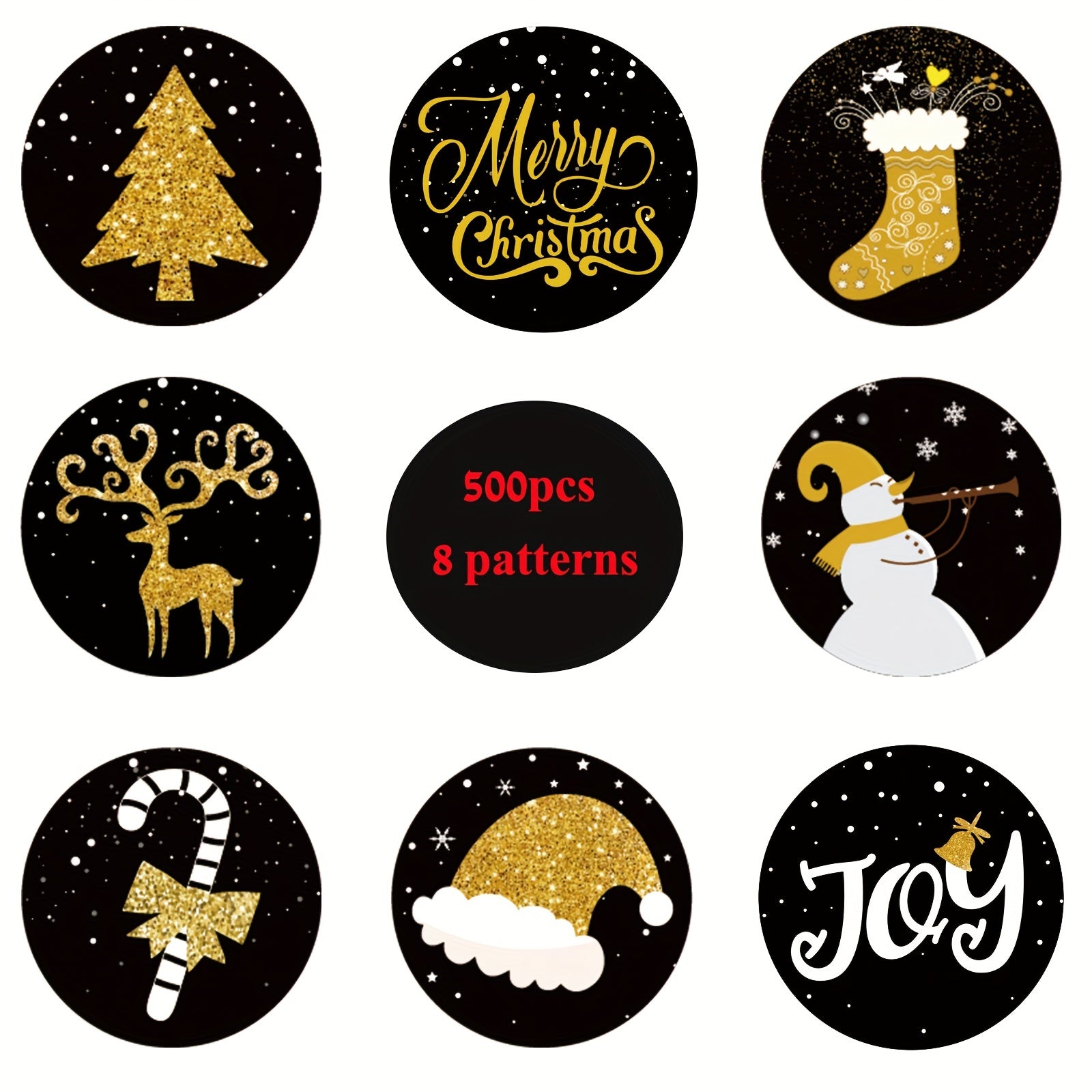 500pcs Christmas Round Stickers Gift Envelope Sealing Stickers Navidad Box Seal