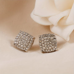Micro Pave Zircon Stud Earrings 925 Silver Plated Unisex
