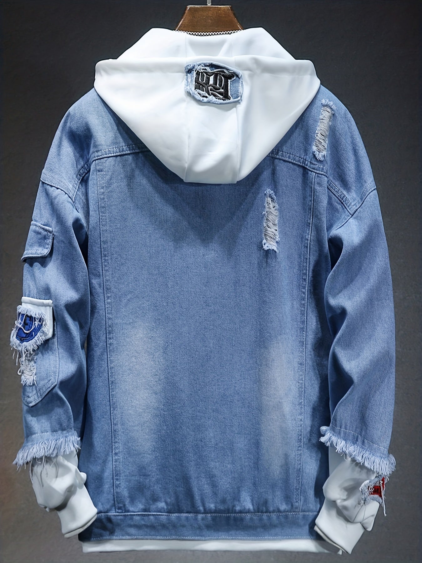 Denim Men's Jacket Embroidery Pattern Coat Hooded Coats