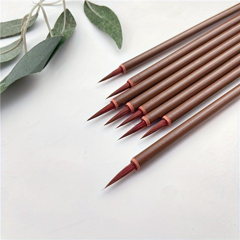5pcs Small Red Hair Hook Line Brush Chinese Painting Thin Golden Body Calligraph