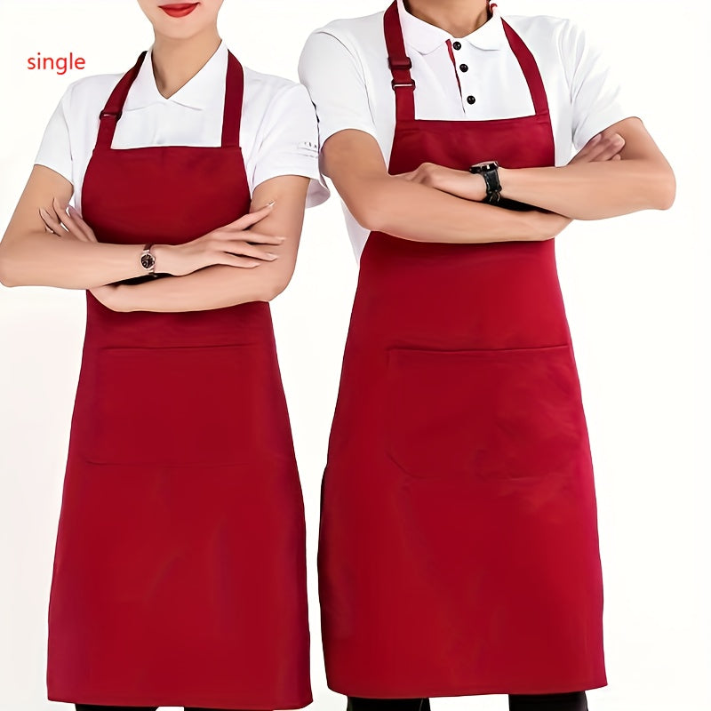 Adjustable Strap Bib Apron w/ 2 Pockets for Men & Women