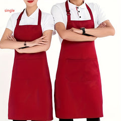 Adjustable Strap Bib Apron w/ 2 Pockets for Men & Women