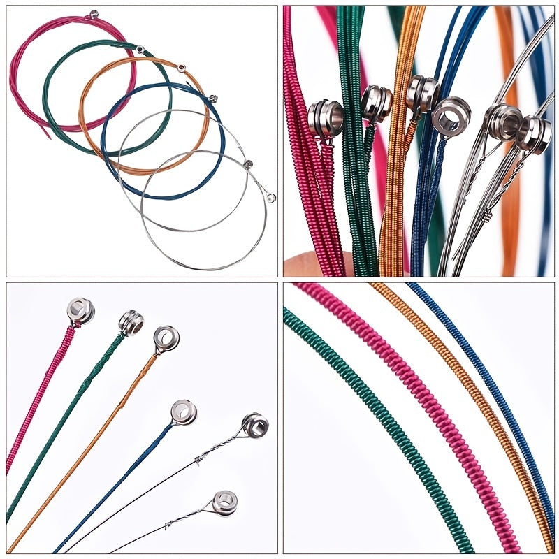 6 Pack Colorful Copper Steel Strings for Acoustic Guitar