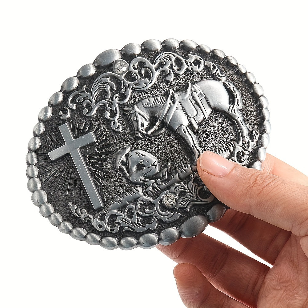 Zinc Oval Embossed Belt Buckle Charm Clasp Hook Jeans Accessory