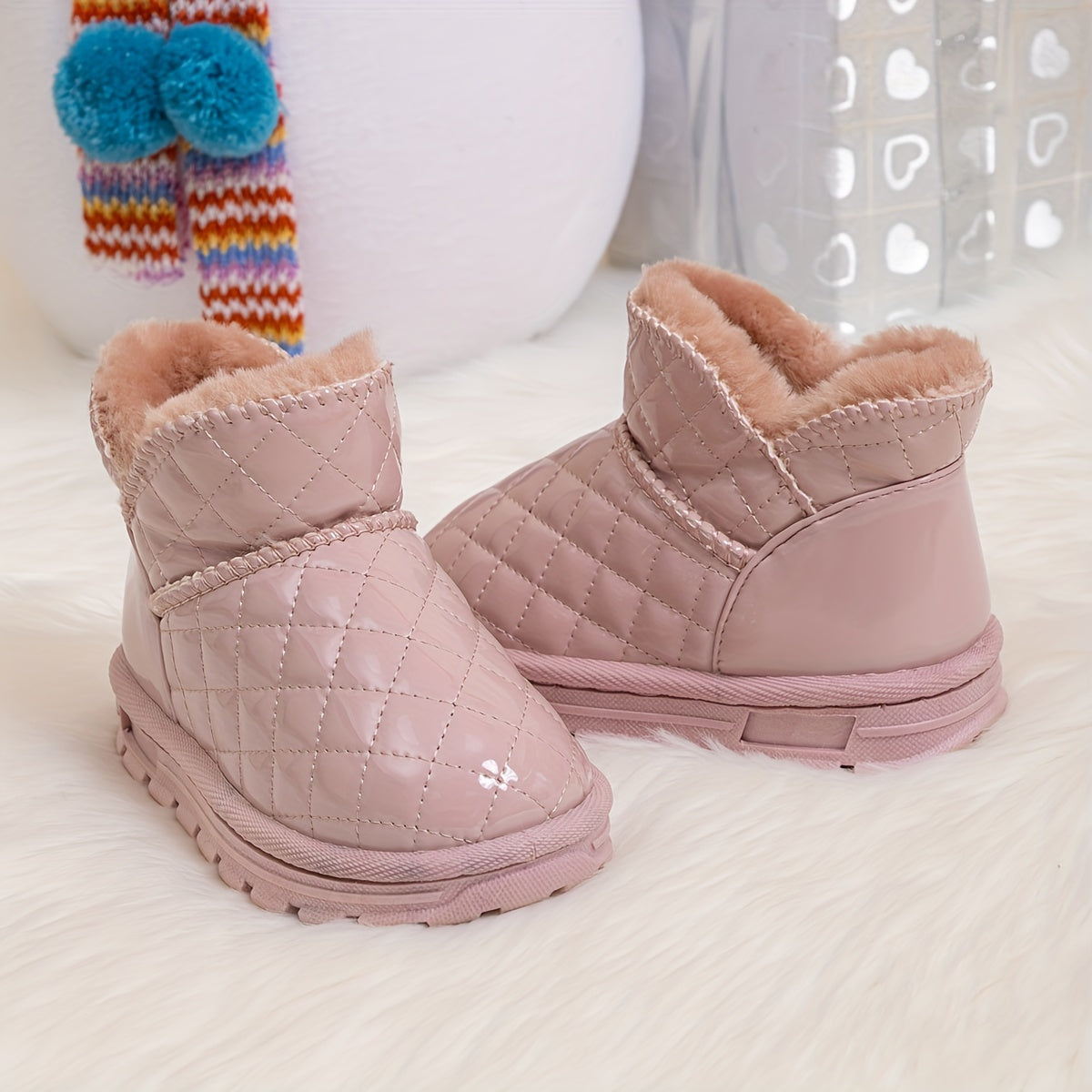Girls' Warm Slip On Snow Boots - Cozy Fleece Lined Outdoor Winter Shoes