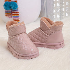Girls' Warm Slip On Snow Boots - Cozy Fleece Lined Outdoor Winter Shoes