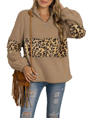Women's V Neck Fur Coat Loose Fit Zipper Closure