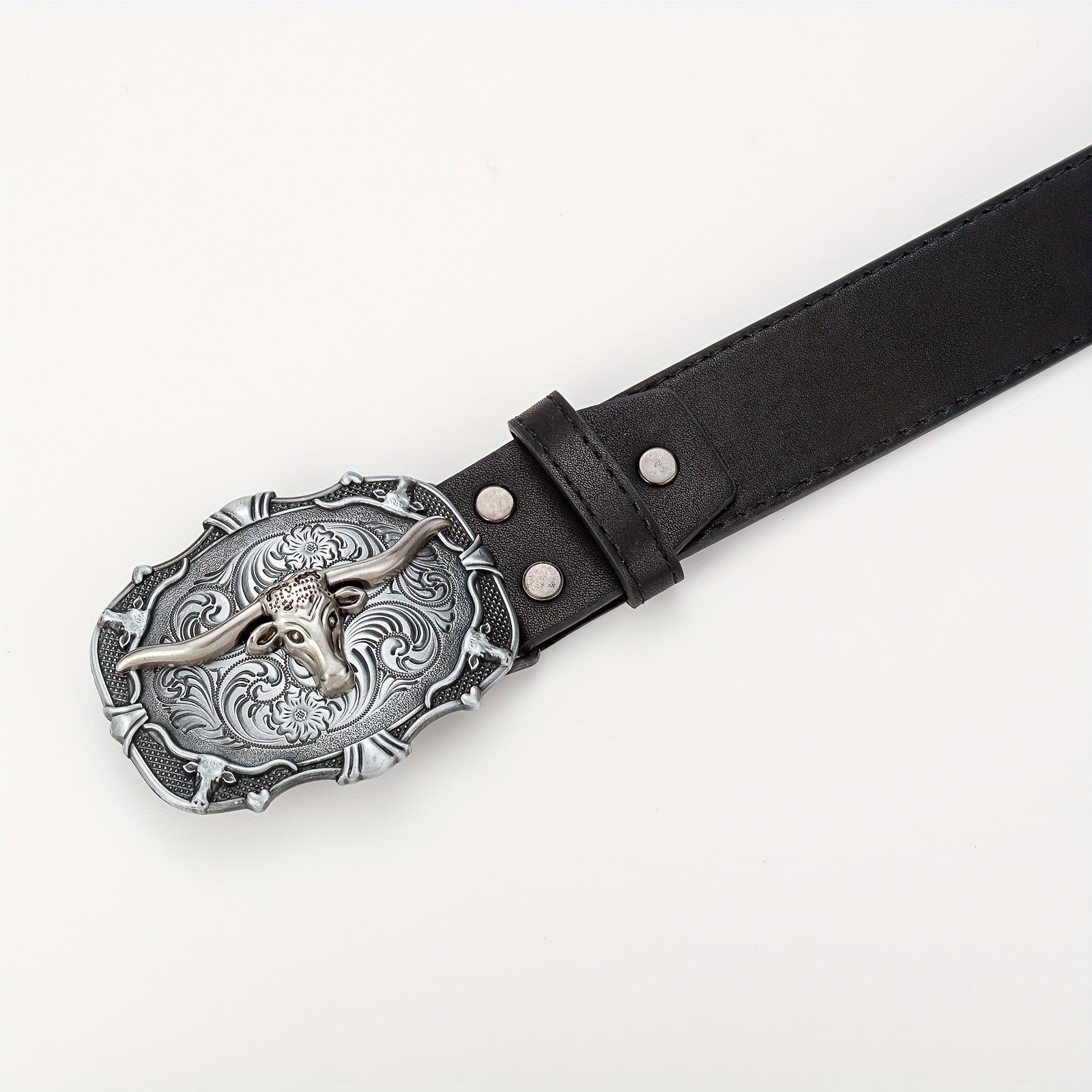 Vintage Western Cowboy Head Men's Belt PU Leather