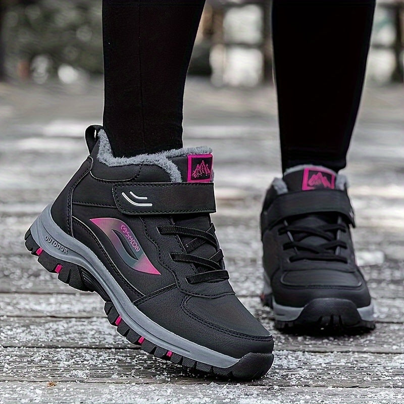 Outdoor Hiking Boots Hook & Loop Fastener Lace-up Thermal Sports Shoes