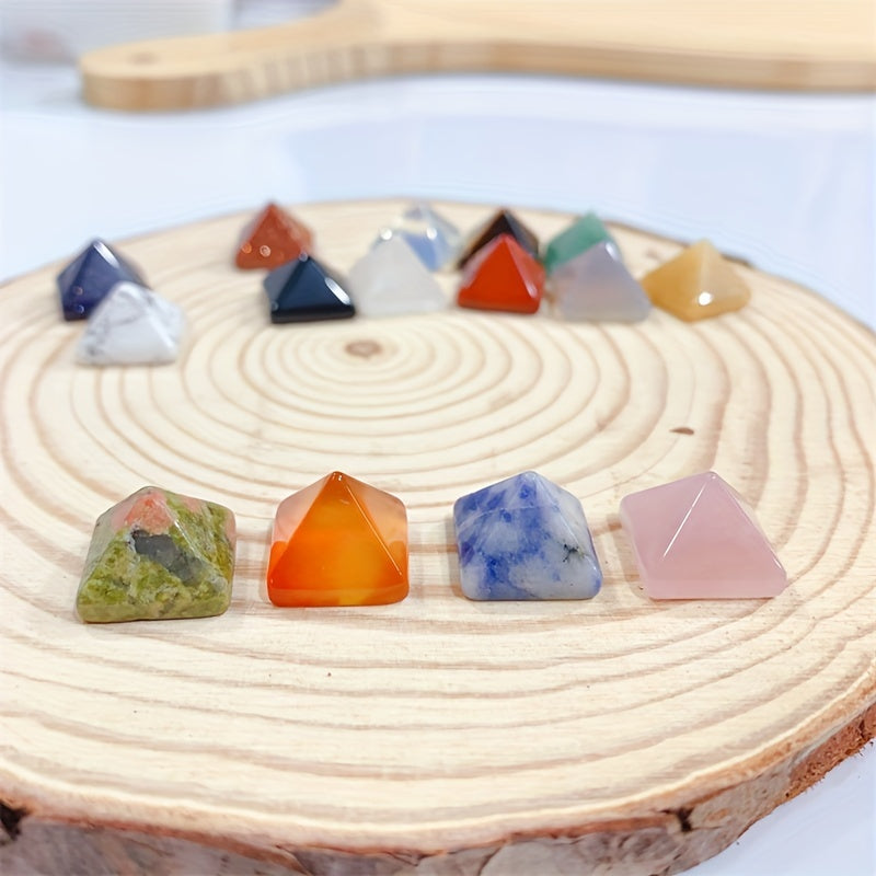 14mm Crystal Pyramid Carving Healing Stones Colorful Reiki Handicraft