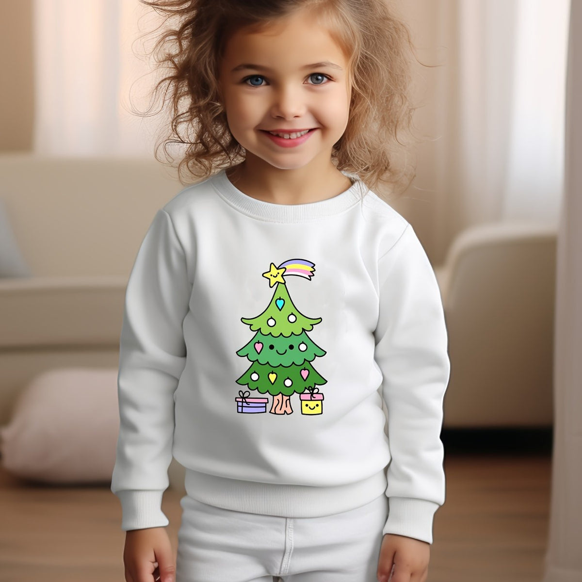 Lovely Cartoon Christmas Tree Sweatshirt Kids Clothes