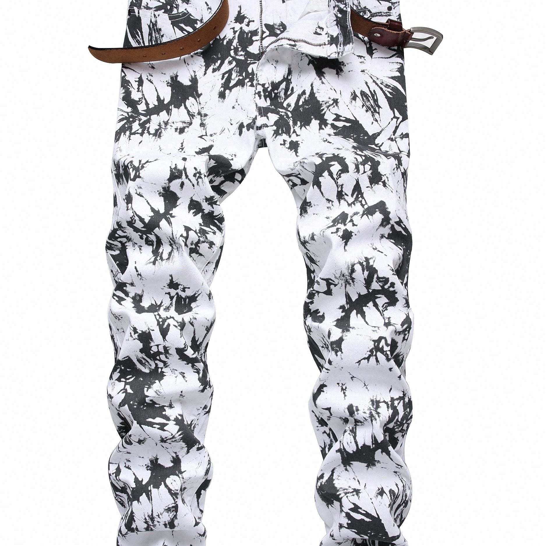 Men's Slim Fit Printed Jeans for Spring