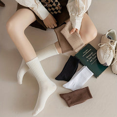 6 Pairs Solid Crew Sports Socks Women's Stockings & Hosiery
