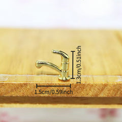 2pcs Mini Faucet Set Dollhouse Accessory Alloy Material Kitchen Bathroom Scene