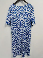  Ikat Print Short Sleeve Maxi Dress