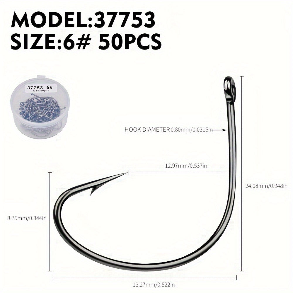 50pcs High Carbon Steel Fish Hooks Box High Strength Corrosion Resistance