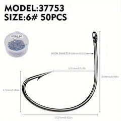 50pcs High Carbon Steel Fish Hooks Box High Strength Corrosion Resistance