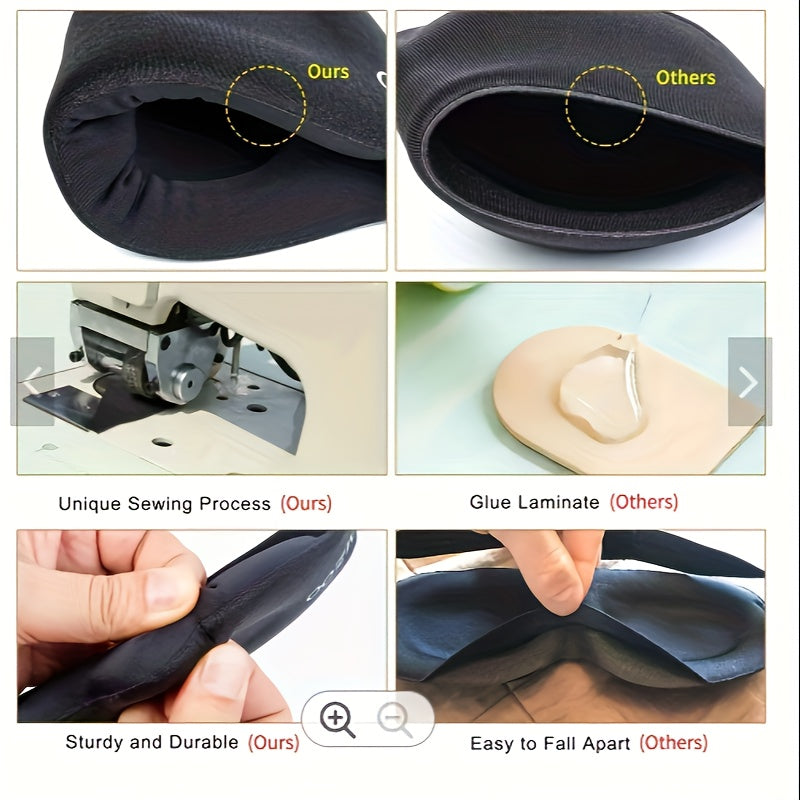 Soft Blackout Sleeping Eye Mask 3D Contoured Blindfold Adjustable Strap