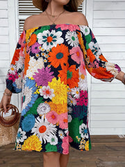  Boho Dress Women's Plus Off Shoulder Lantern Slee