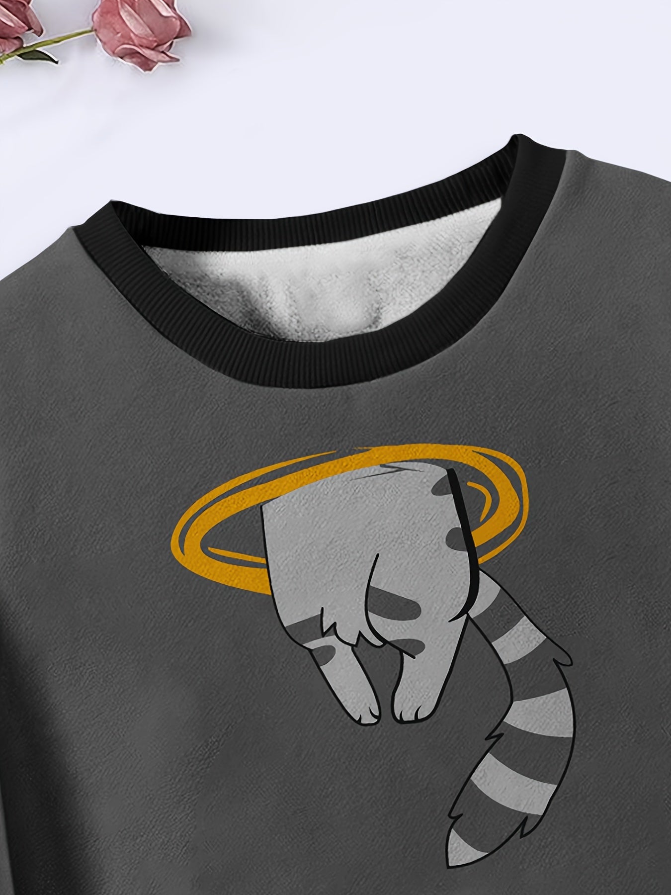 Kitty Print Long Sleeve Crew Neck Sweatshirt for Girls Boys