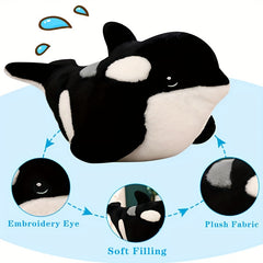 Soft Killer Whale Plush Toy - Fluffy Cartoon Doll for Home Decor
