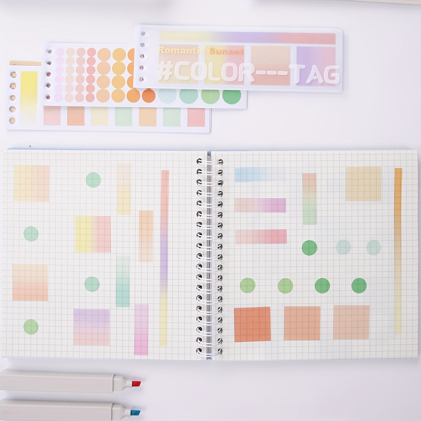 20 Sheets Gradient Orange Label Index Stickers