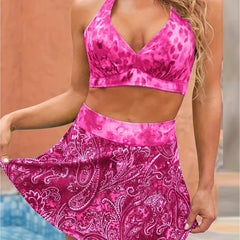  Tie Dye Bikini Set & Paisley Print Skort Swimsuit