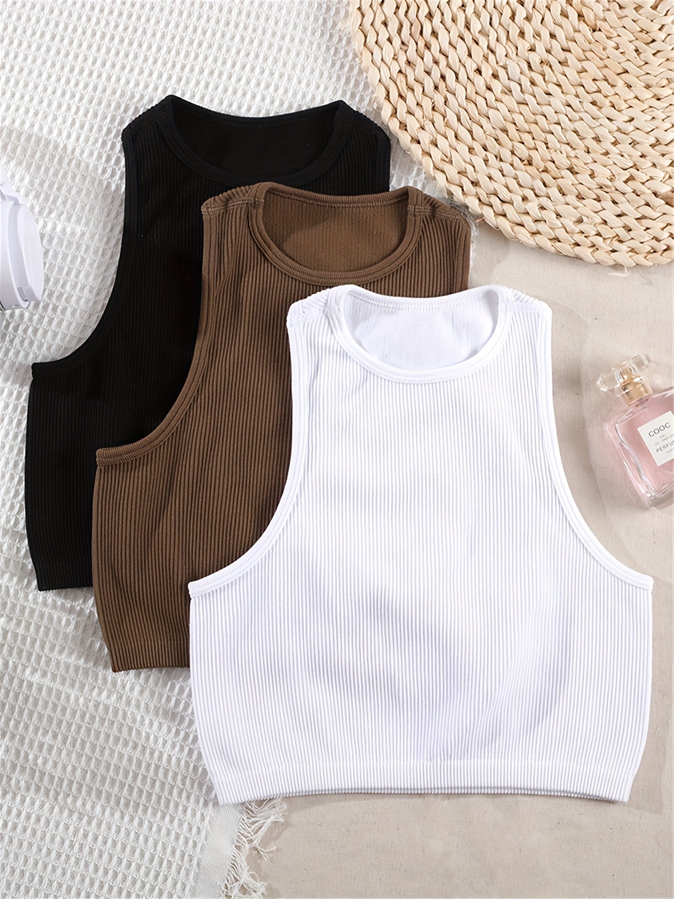 Ribbed Crop Tank Top Set for Summer