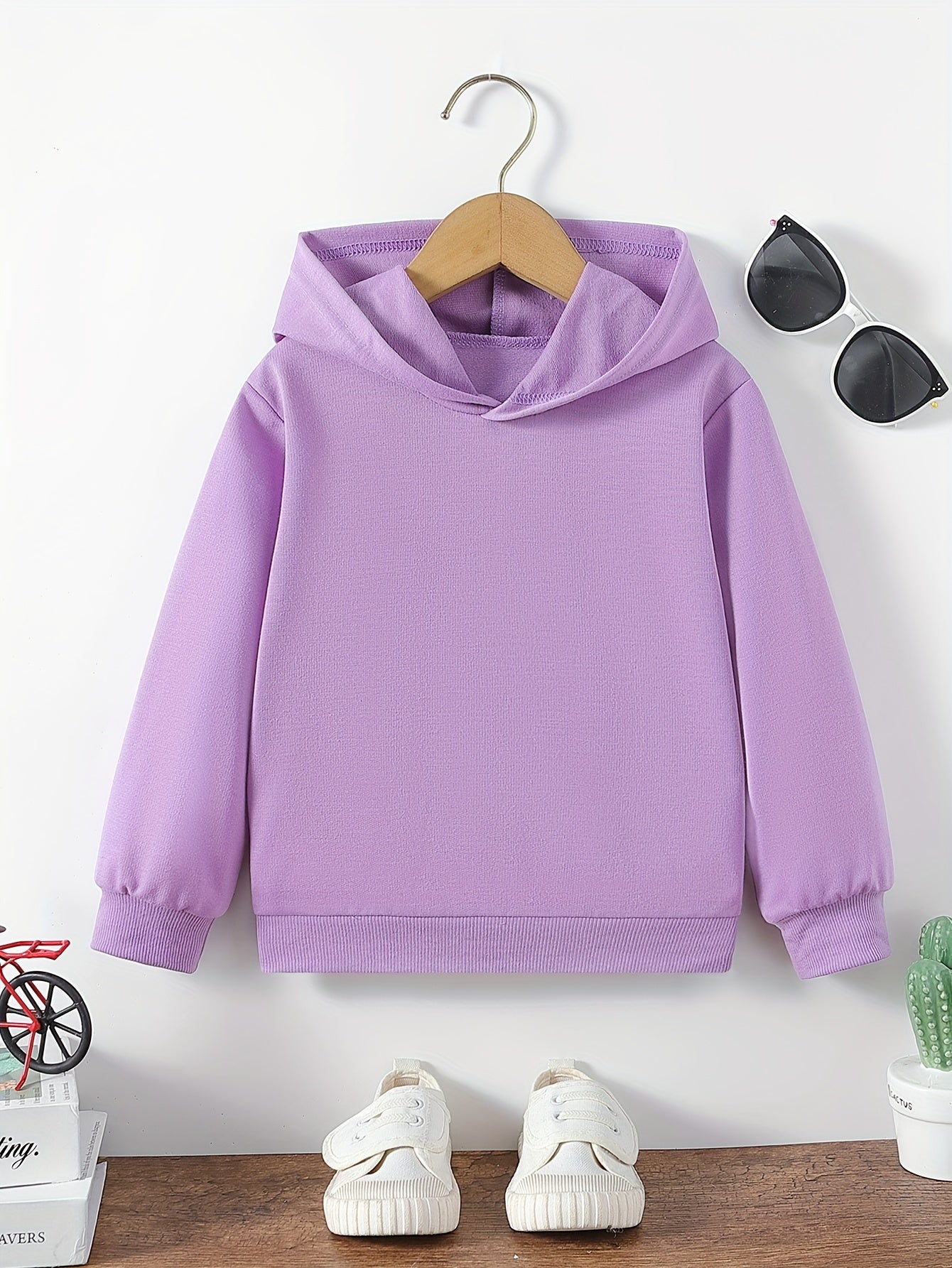 Kids Solid Hooded Sweatshirt, Comfortable & Versatile