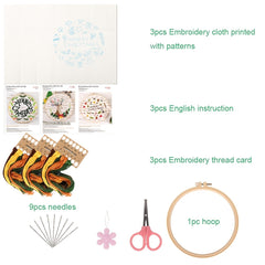 Embroidery Kit Merry Christmas Pattern 1 Hoop DIY Knitting Gift