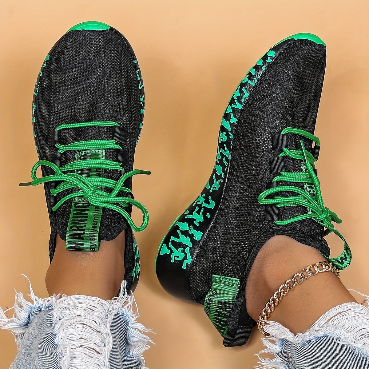 Women's Running Shoes Flying Woven Comfort Athletic Shoes Lace Up