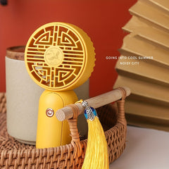 Chinese Style Mini Fan Handheld Fan USB Rechargeable Tassel Portable Fan