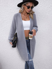 Long Length Knit Cardigan Open Front Long Sleeve