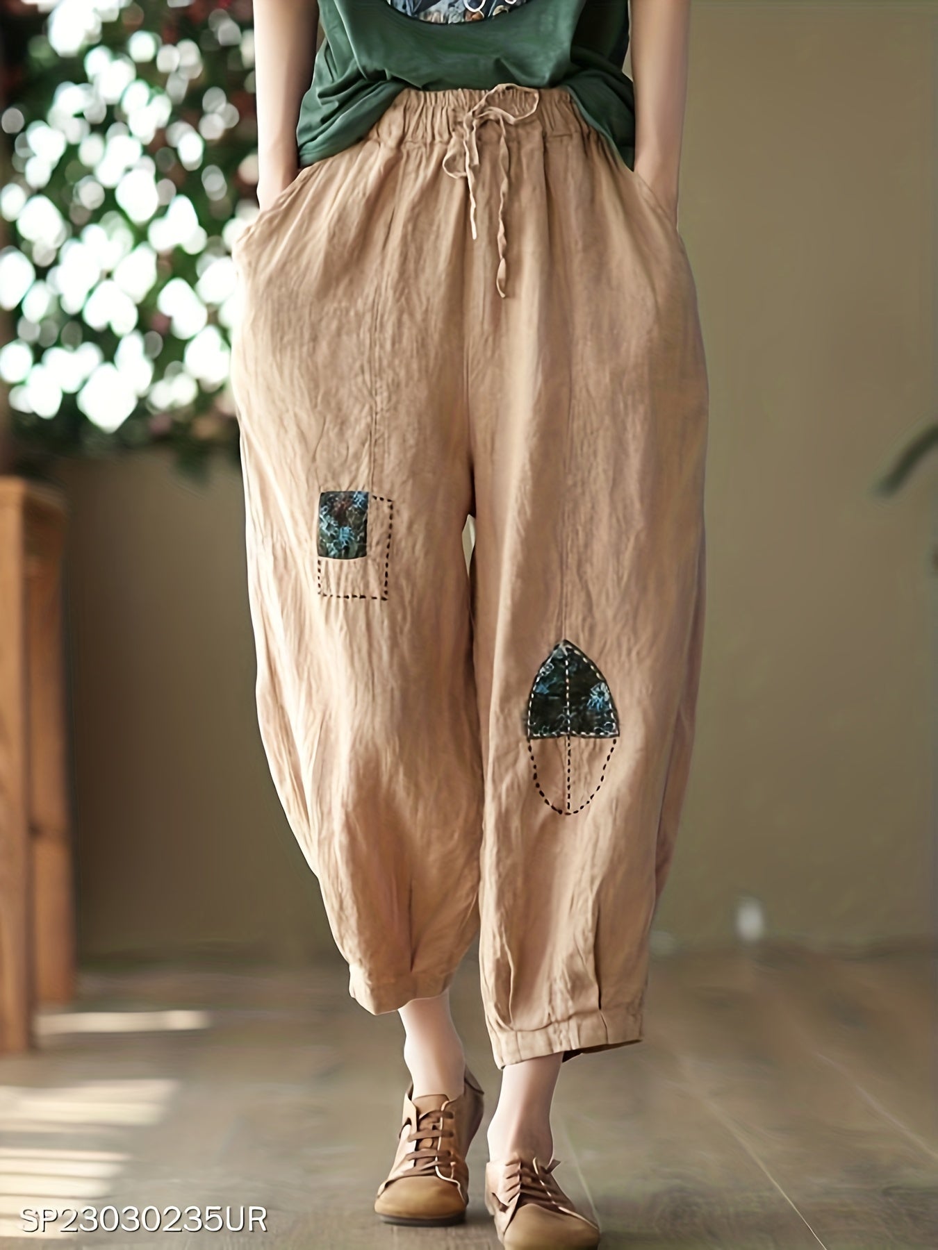 Women's Plus Embroidered Wide Leg Pants