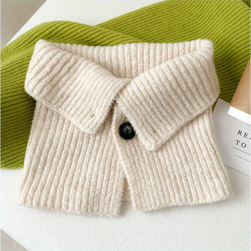 Button Knitted Scarf - Short Neck Protection Warm Windproof Elastic Neck Sca