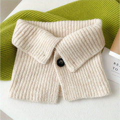 Button Knitted Scarf - Short Neck Protection Warm Windproof Elastic Neck Sca