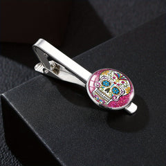 Steampunk Sugar Skull Tie Clip French Shirt Buckle