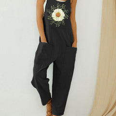 Pocket Solid Tank Jumpsuit Loose Casual Women's Clothing