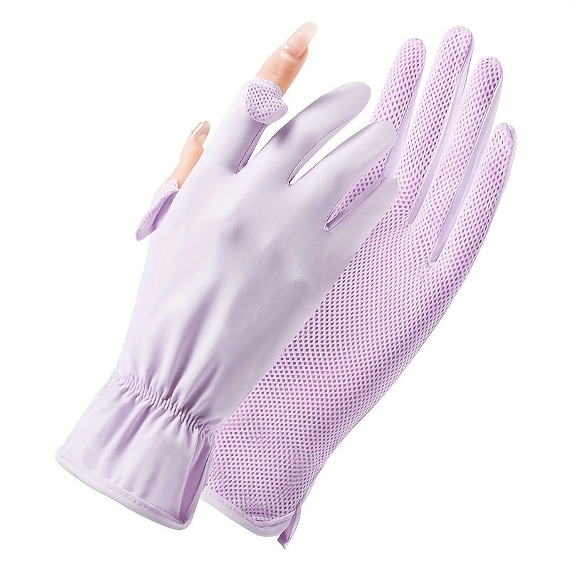 Ice Silk Sunscreen Gloves for Women