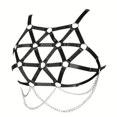 Geometric Hollow Out Harness Bra Gothic Chain Suspenders