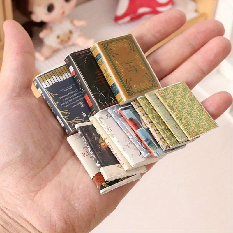 Micro House Library Bedroom Decor DIY Miniature English Books for 1 12 Dollh