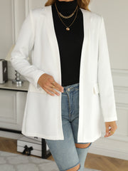  Solid Long Sleeve Open Front Blazer