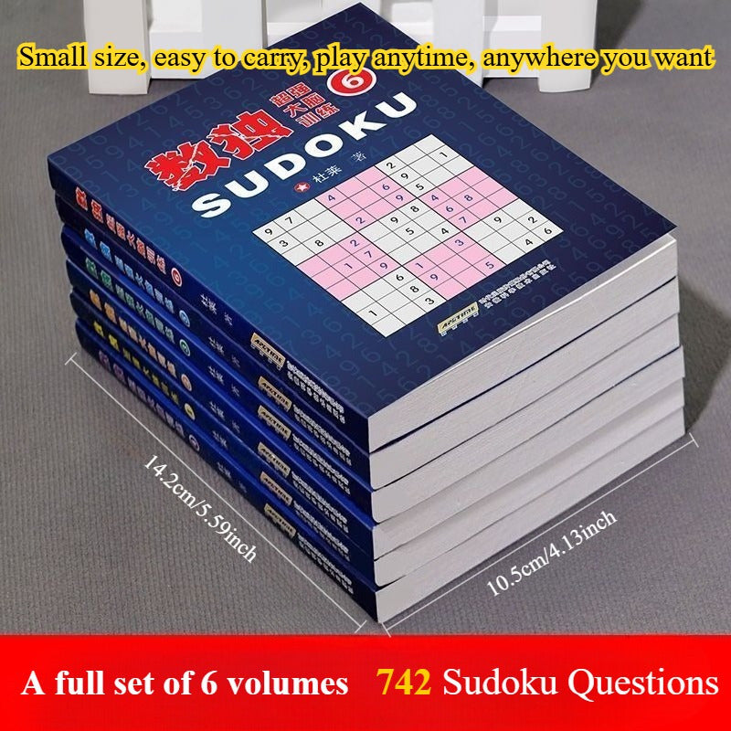 Complete Sudoku Game Set 6 Books Portable Mini Grid Puzzles for All Skill Levels