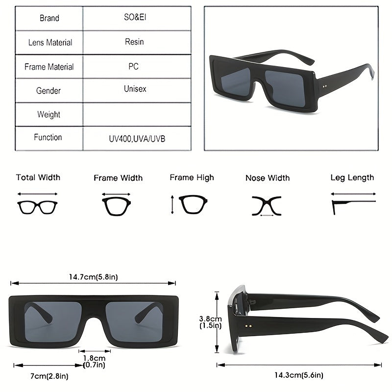 Y2K Rectangle Sunglasses Summer Candy UV400 Sun Shades