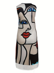  Abstract Figure Print Tank Dress