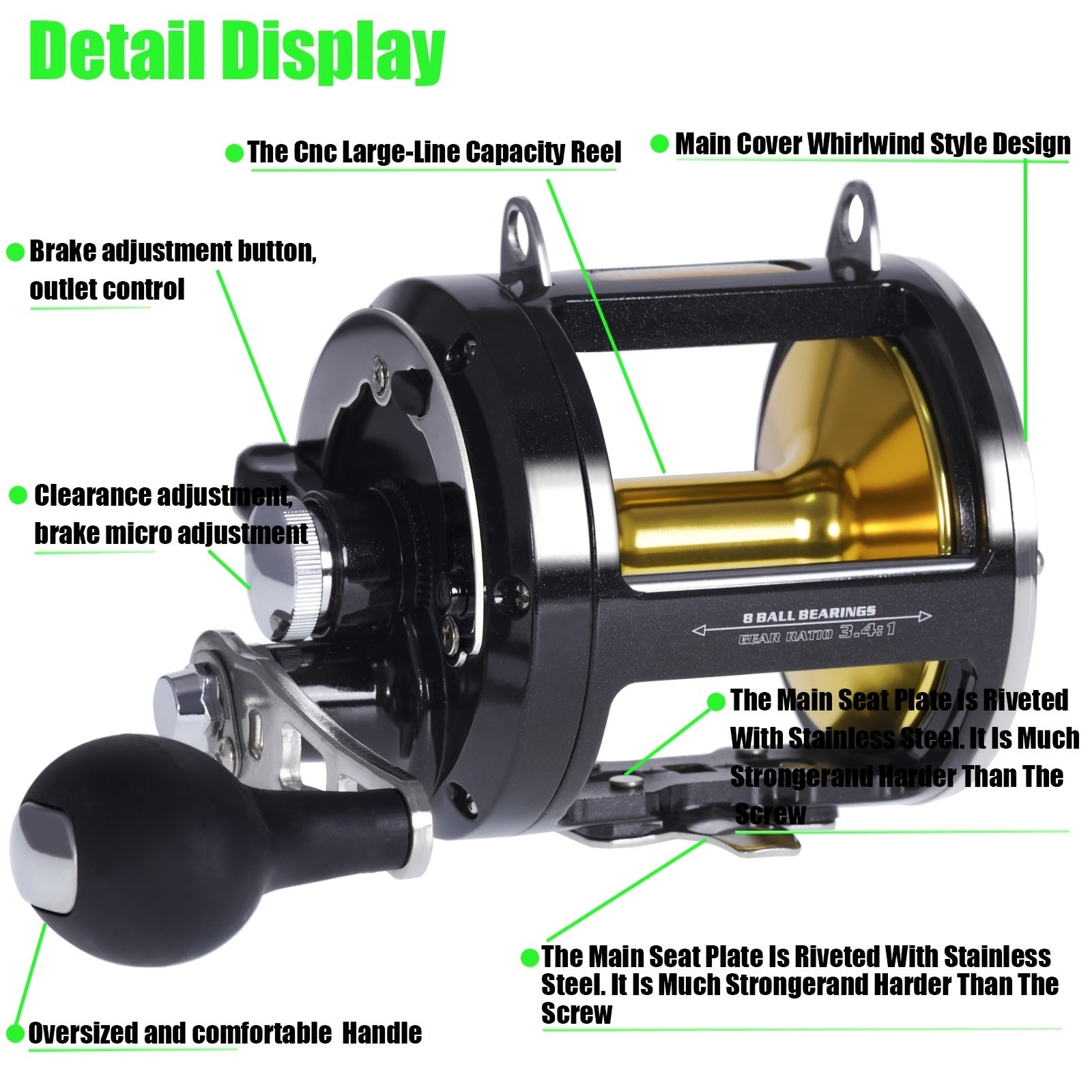 SAMOLLA Aluminum Alloy Fishing Reel Drag 30kg 66 14lb 3 4 1 Gear Ratio