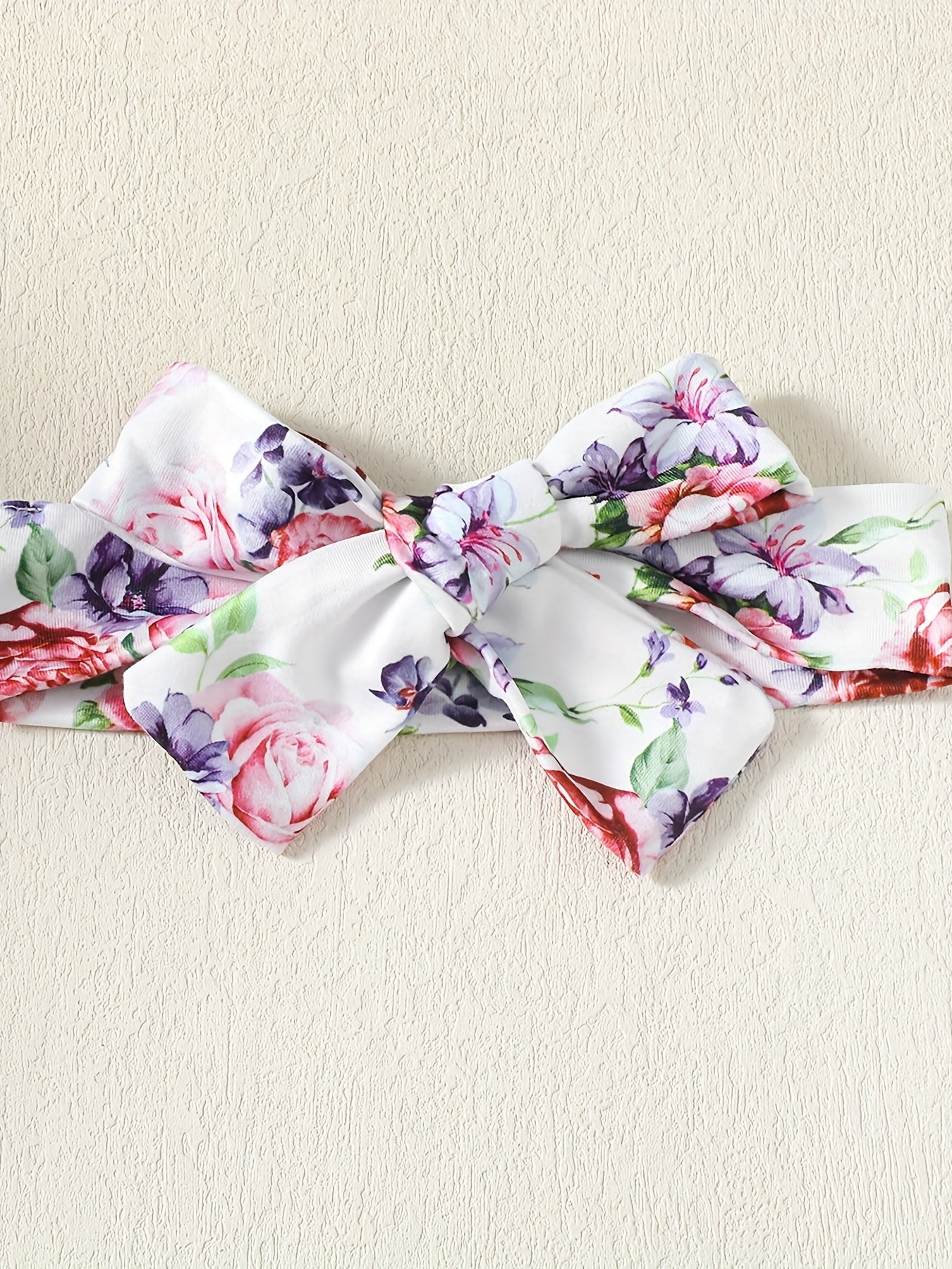 Baby Comfy Romper Floral Pants Headband Set