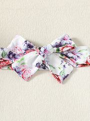 Baby Comfy Romper Floral Pants Headband Set