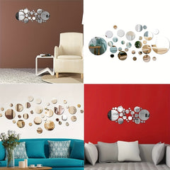 32 Pcs Acrylic Mirror Wall Stickers 360 Round Circle for Home Decor